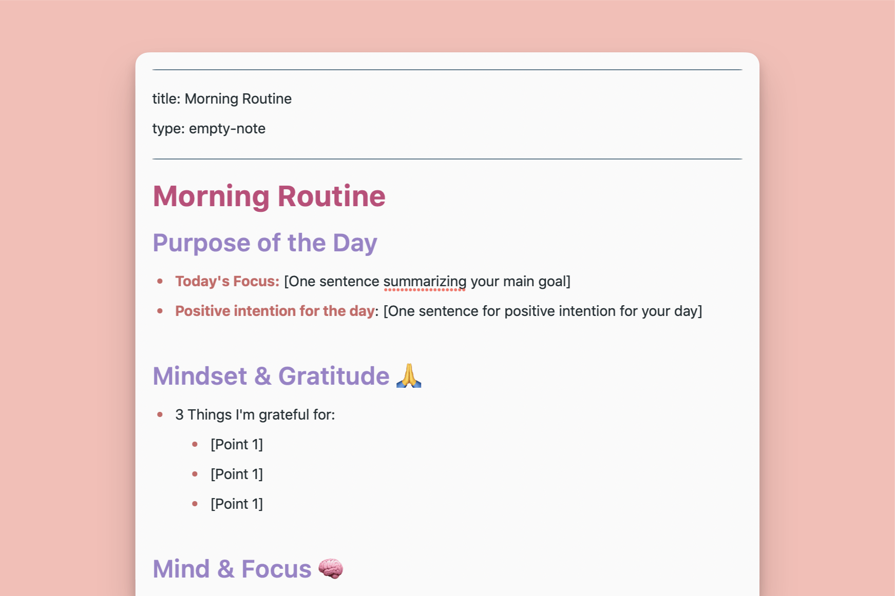 Morning Routine