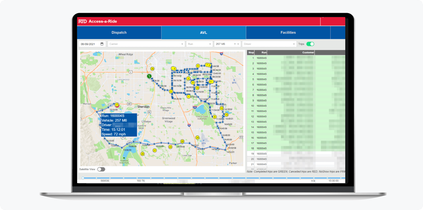 AVL playback to visualize point-in-time vehicle tracking